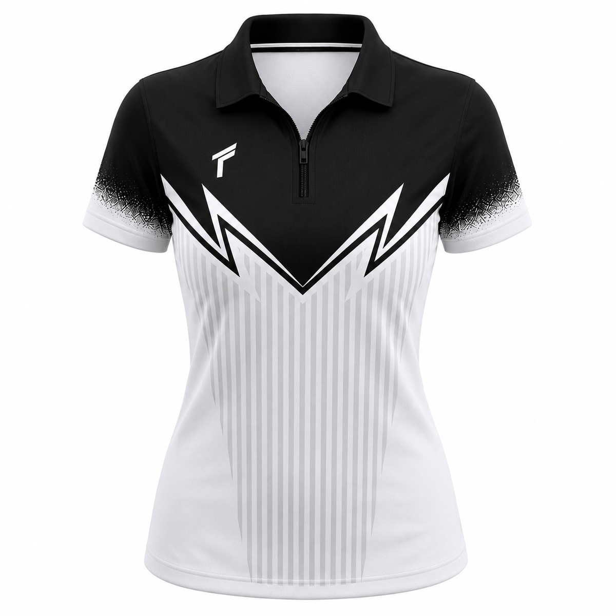 Polo Shirt mit Zipper oder Knöpfe – Rot/Schwarz/Weiß