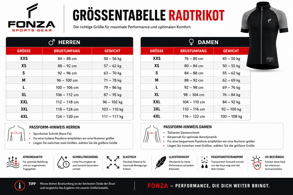 Fahrradtrikot Damen u. Herren